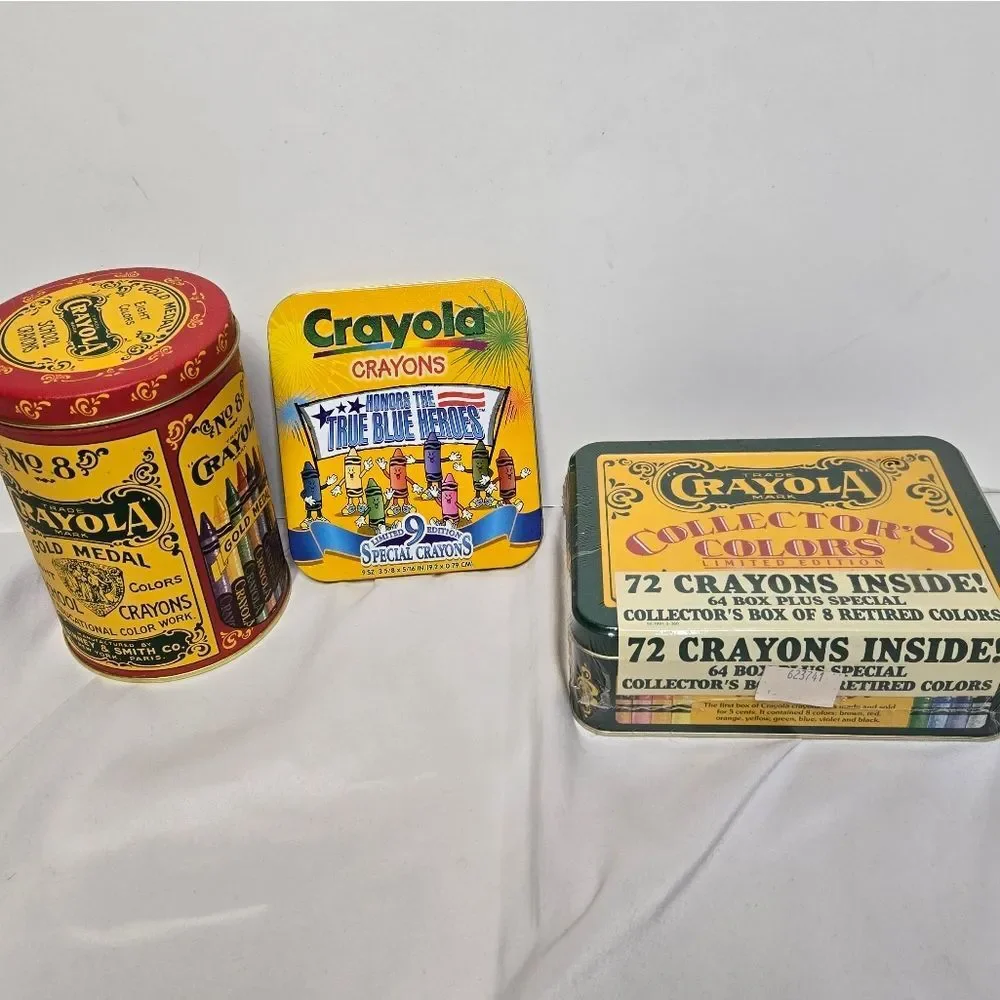 VINTAGE Crayola‎ Collectors Colors Gold Metal True Blue Heros Tins NEW
